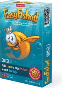 Easyvit EasyFishoil Omega 3 ve Vitamin D Balık Yağı 30 Adet Çiğnenebilir Jel Tablet