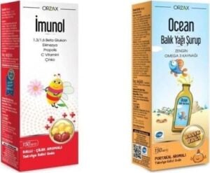 Ocean Portakallı Balık Yağı Şurup + Ocean  Imunol Şurup 2'li Set