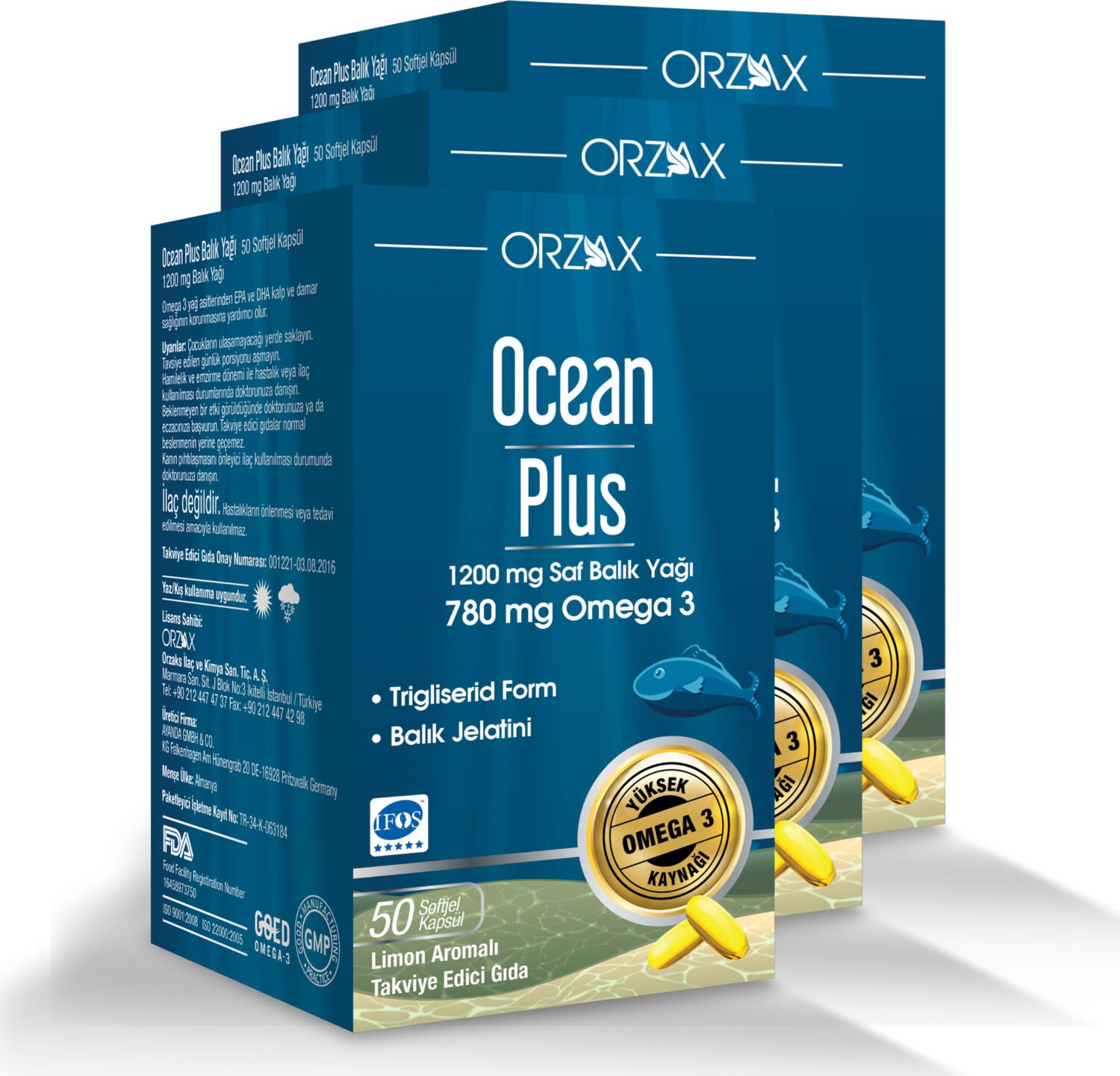 Ocean Plus 1200 mg 50 Kapsül (3 Kutu)