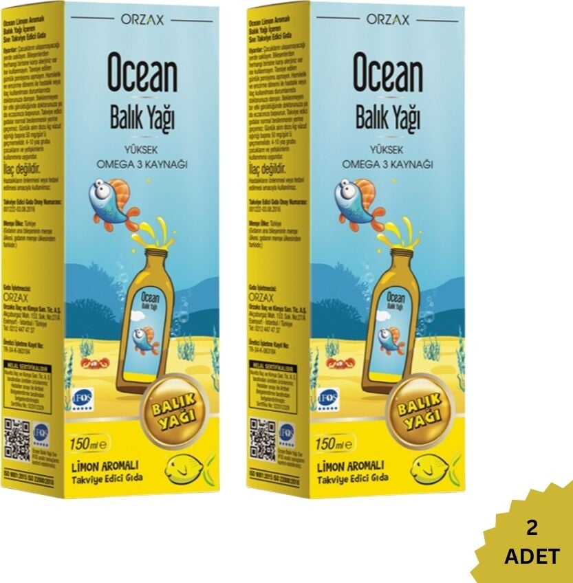 Orzax Ocean Balık Yağı Şurubu Omega 3 Limon Aromalı