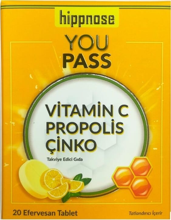 Hippnose Youpass Vitamin C & Çinko Ve Propolis Içeren 20 Efervesan Tablet