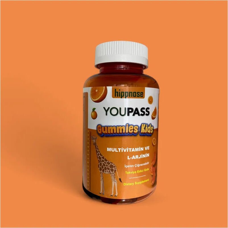 Hippnose Youpass Gummies Kids Çocuklar İçin Multivitamin ve L-Arjinin Içeren 60 Adet Çiğnene Bilir Takviye