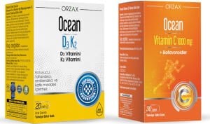 Orzax Ocean D3 K2 Damla 20 ml + Ocean Vitamin C 1000 Mg 30 Tablet