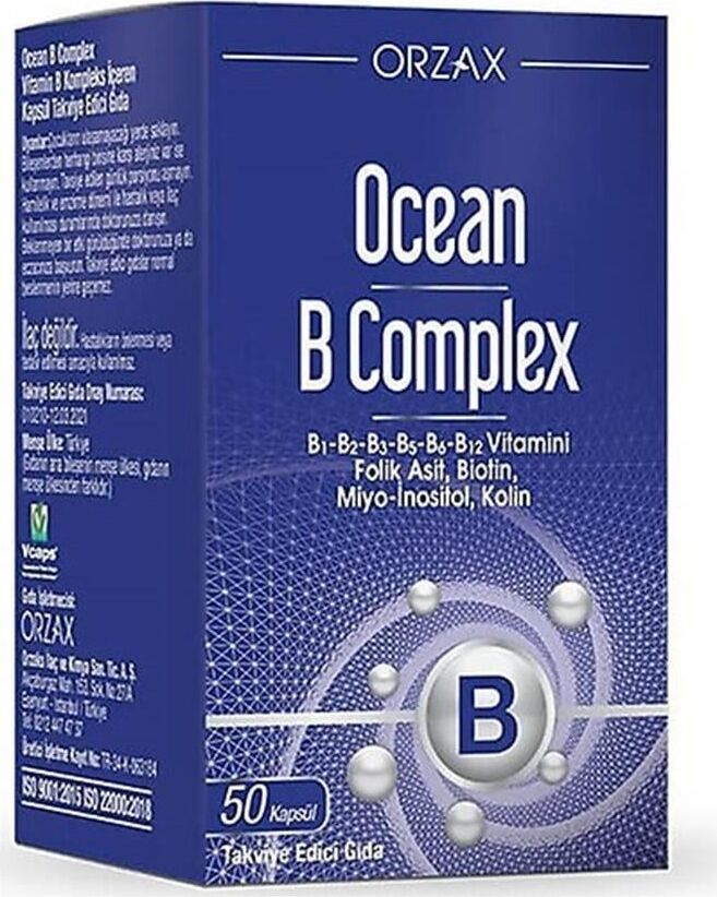 Orzax Ocean B Complex 50 Kapsül Takviye Edici Gıda