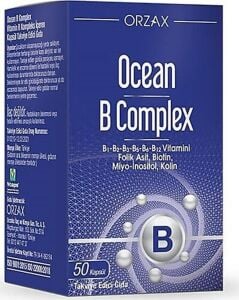 Orzax Ocean B Complex 50 Kapsül Takviye Edici Gıda