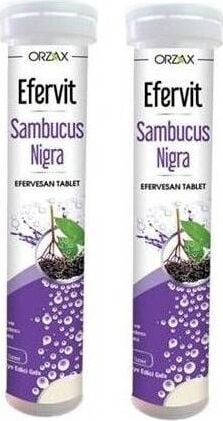 Orzax Efervit Sambucus Nigra Kara Mürver C Vitamini Çinko 20 Eferves x 2 Adet