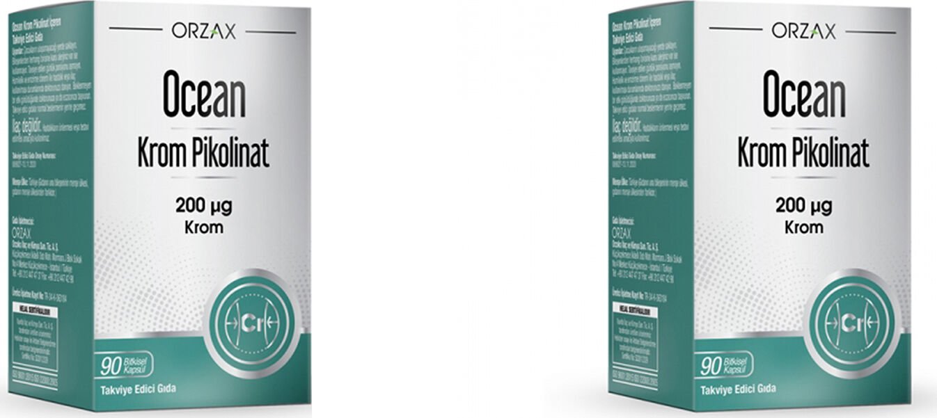 Orzax Ocean Krom Pikolinat 200 Ug 90 Bitkisel Kapsül  2'li Paket