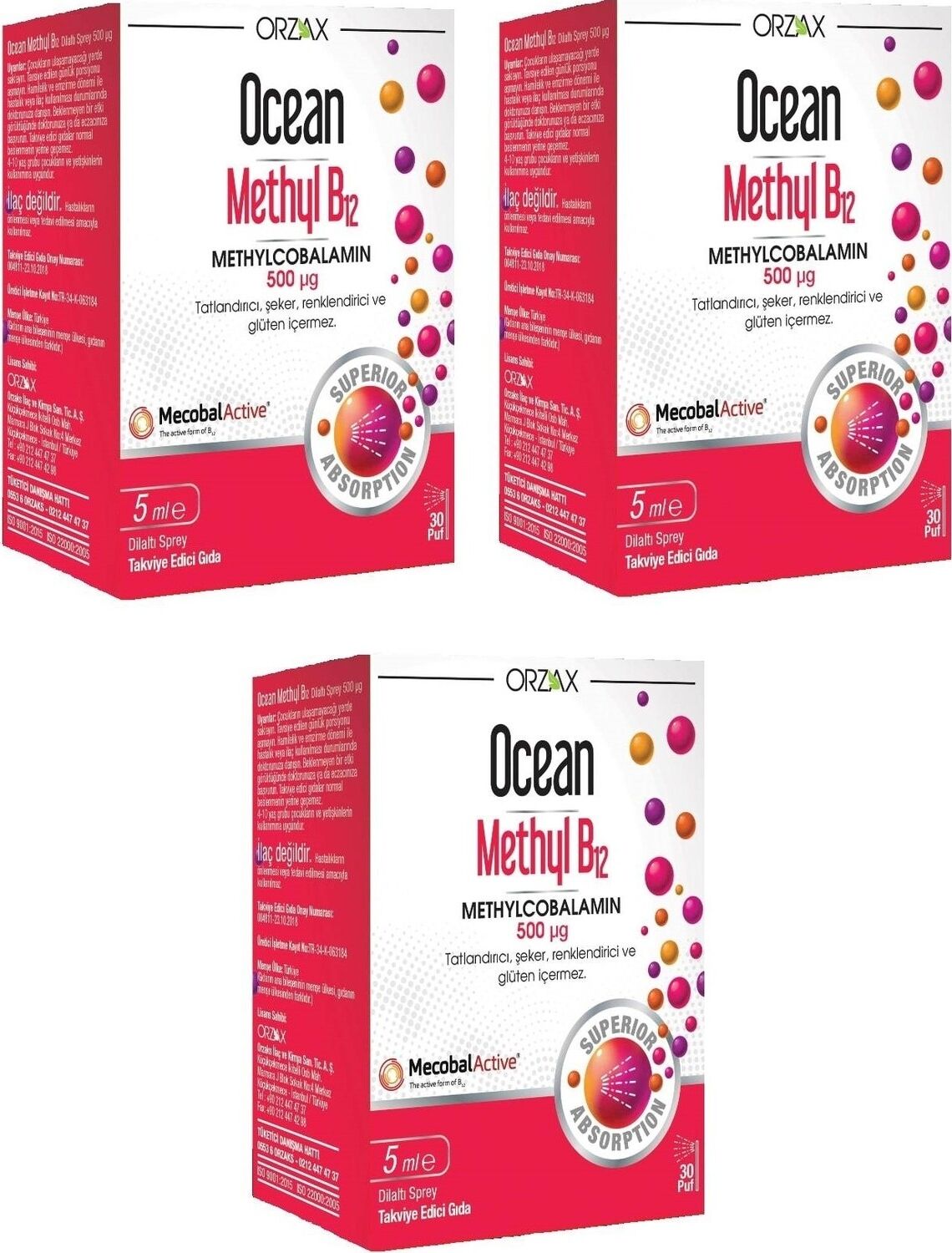 Ocean Methyl B12 500 Mg 5ml Sprey 3 Kutu