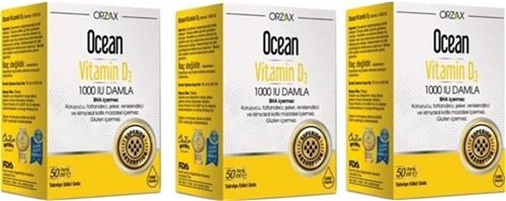 Ocean Vitamin D3 1000 Iu 50 ml Damla 3 Lü Avantaj Paket
