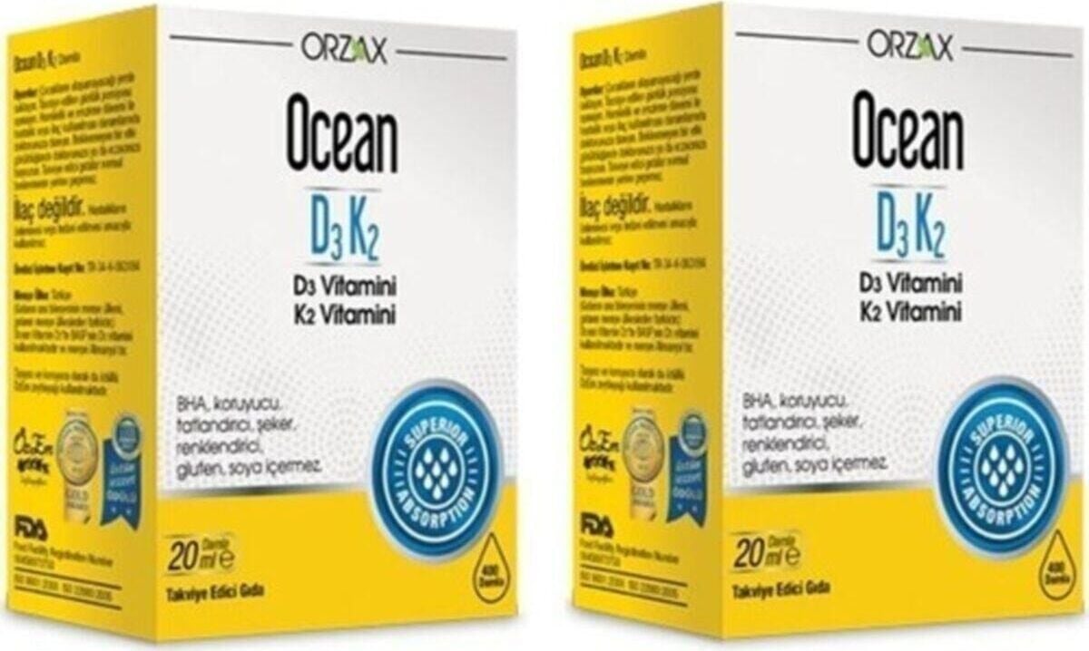 Ocean Vitamin D3K2 Damla 20 ml 2 Adet