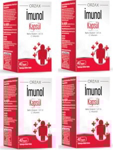 Orzax Beta Glukan 1,3/1,6 ve C Vitamini Içeren Imunol 40 Kapsül X4 Adet