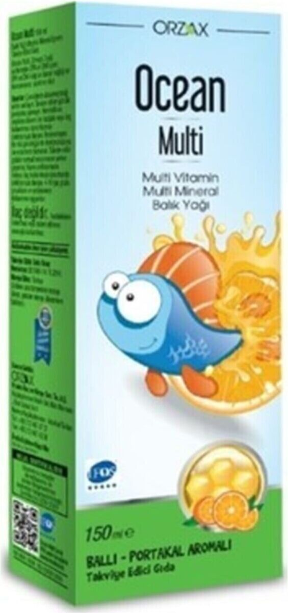 Plus Takviye Edici Orzax Ocean Multi Şurup Ballı Portakal Aromalı Balık Yağı 150 ml