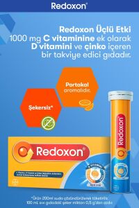 Redoxon Üçlü Etki 30 Efervesan Tablet I 1000 mg C Vitamini, D Vitamini ve Çinko İçeren Takviye Edici Gıda