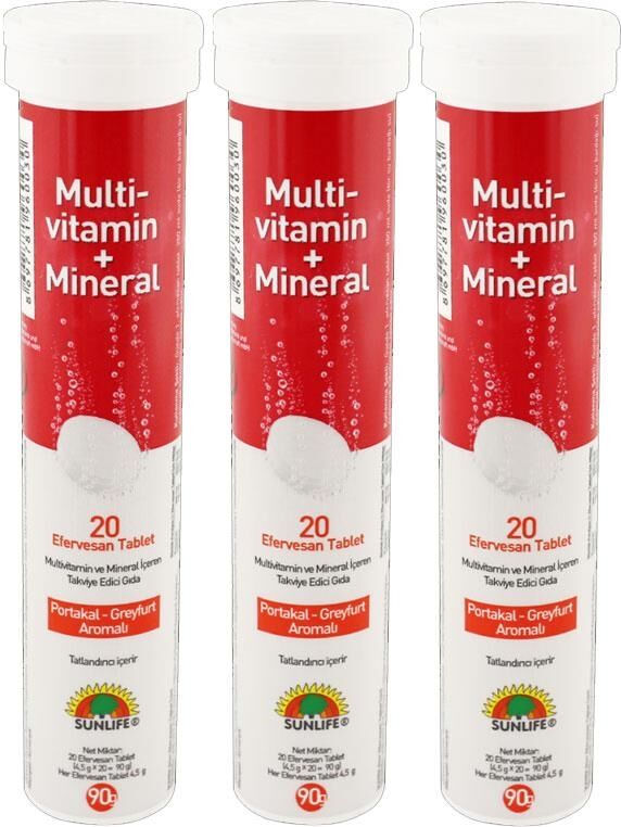 Sunlife Multivitamin Mineral 20 Efervesan Tablet x 3 Adet