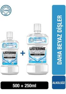 Listerine Advanced White Hafif Tat Alkolsüz Ağız Bakım Suyu 500 ml + 250 ml Hediyeli Set