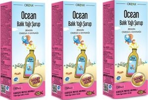 Orzax Ocean   Balık  Yağı Şurubu Karışık Meyve Aromalı Şurup 150 ml 3 Kutu