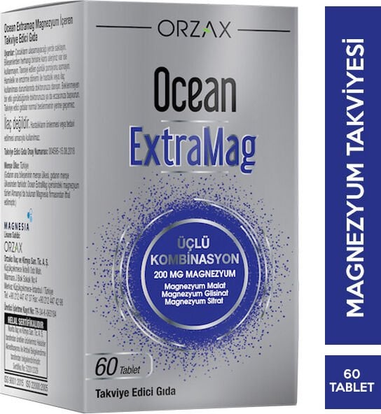 Orzax Ocean ExtraMag Üçlü Magnezyum Kombinasyonu 60 Tablet
