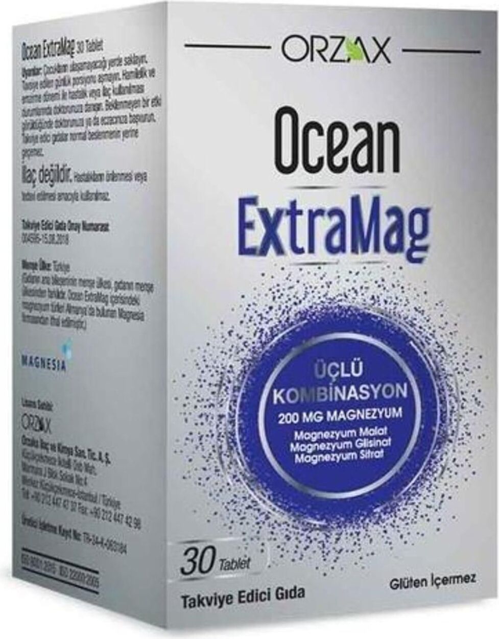 Orzax Ocean ExtraMag Üçlü Magnezyum Kombinasyonu 30 Tablet