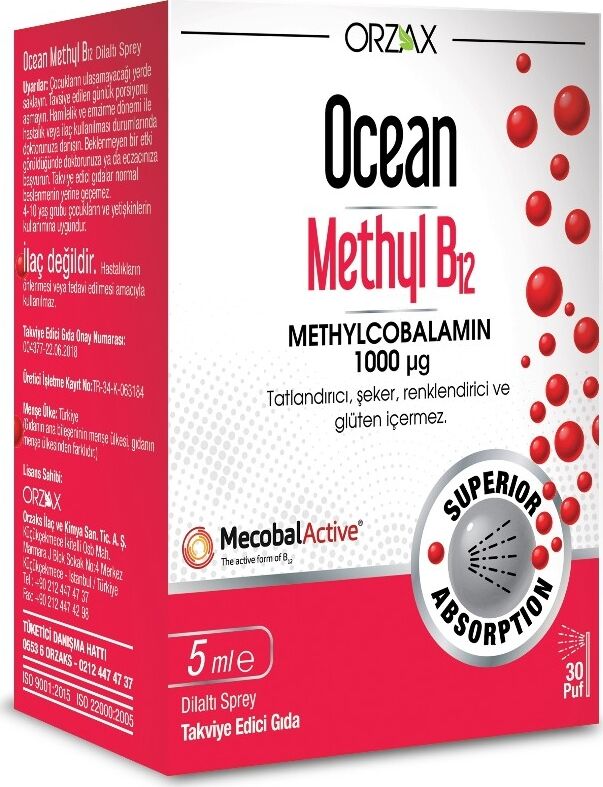 Ocean Methyl B12 Methylcobalamın 2li 1000 Ug 5 ml