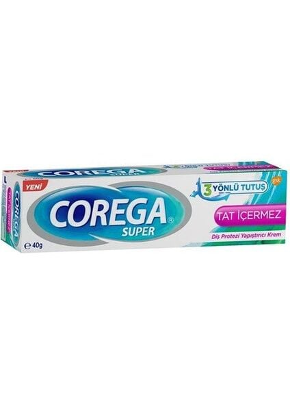 Corega Gün Boyu Güçlü Tutuş Diş Protez Yapıştırıcı Tat İçermez Krem 40 gr