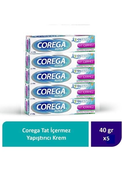 Corega Tat İçermez Yapıştırıcı Krem 40 gr x 5 Adet