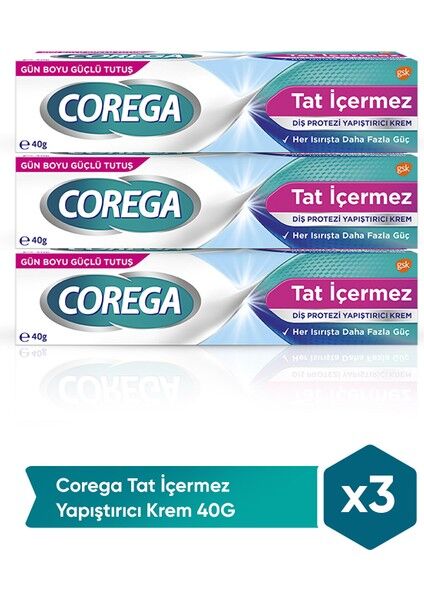 Corega Diş Protezi Yapıştırıcı Krem Tat Içermez 40 gr 3 Adet