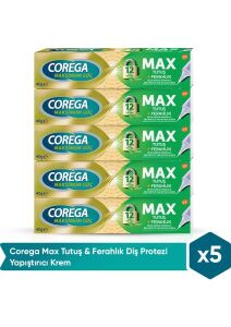 Corega Max Tutuş & Ferahlık Diş Protezi Yapıştırıcı Krem 40G x 5 Adet