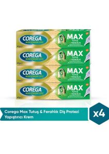 Corega Max Tutuş & Ferahlık Diş Protezi Yapıştırıcı Krem 40G x 4 Adet