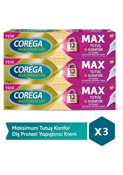 Corega Yastık Konforlu Diş Protezi Yapıştırıcı Krem x 3 Adet