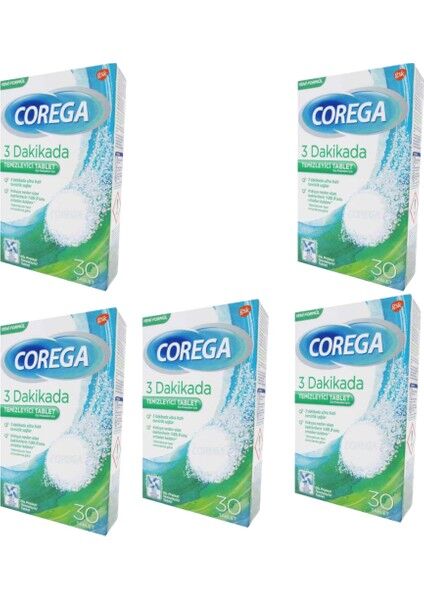 Corega Bio Diş Temizleme 30 Tablet 5 Adet