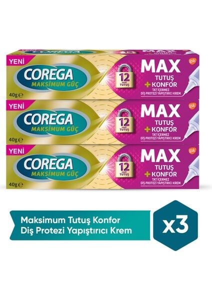 Corega Diş Protezi Yapıştırıcı Krem 40 gr x 3