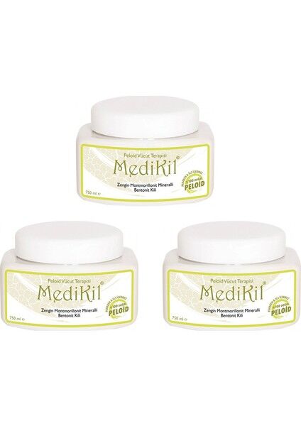 Medikil Bentonit Peloid Vücut Terapisi Doğal Detoks Etkisi 750ML x 3 Adet